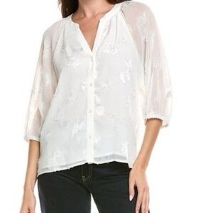 Vince Camuto Cream Blouse with Floral Design